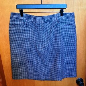 Eddie Bauer Houndstooth Check Knee Length Sz.16 Skirt Black Brown on Grey